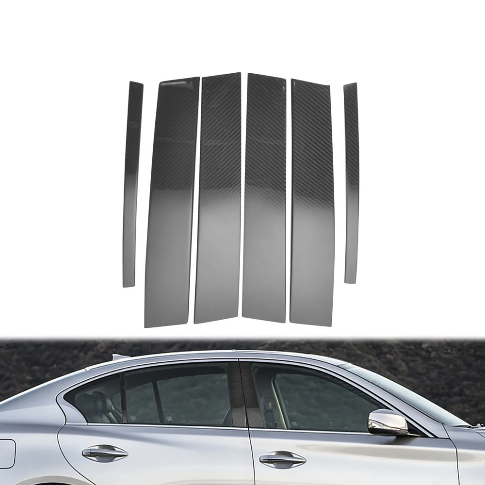 

Real Dry Carbon Fiber B Pillar Window Pillar Posts For Infiniti Q50 2014-2022 Door Trim Cover