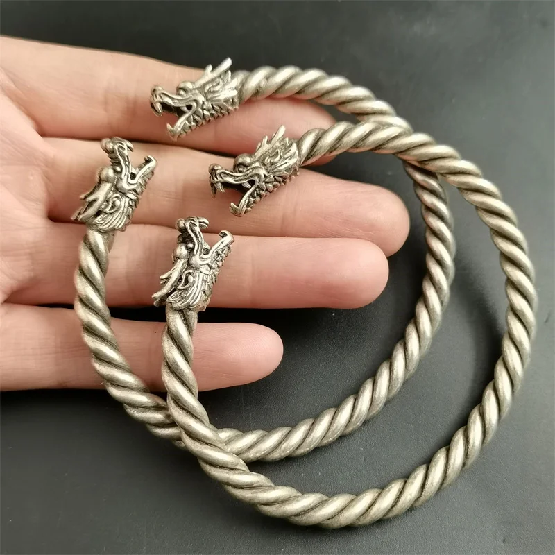 

Mai Chuang/Tibetan Silver Inlaid Dragon Head Bracelet Fashion Bangles Personality Charm Jewelry Exquisite Men Women Couple Gift