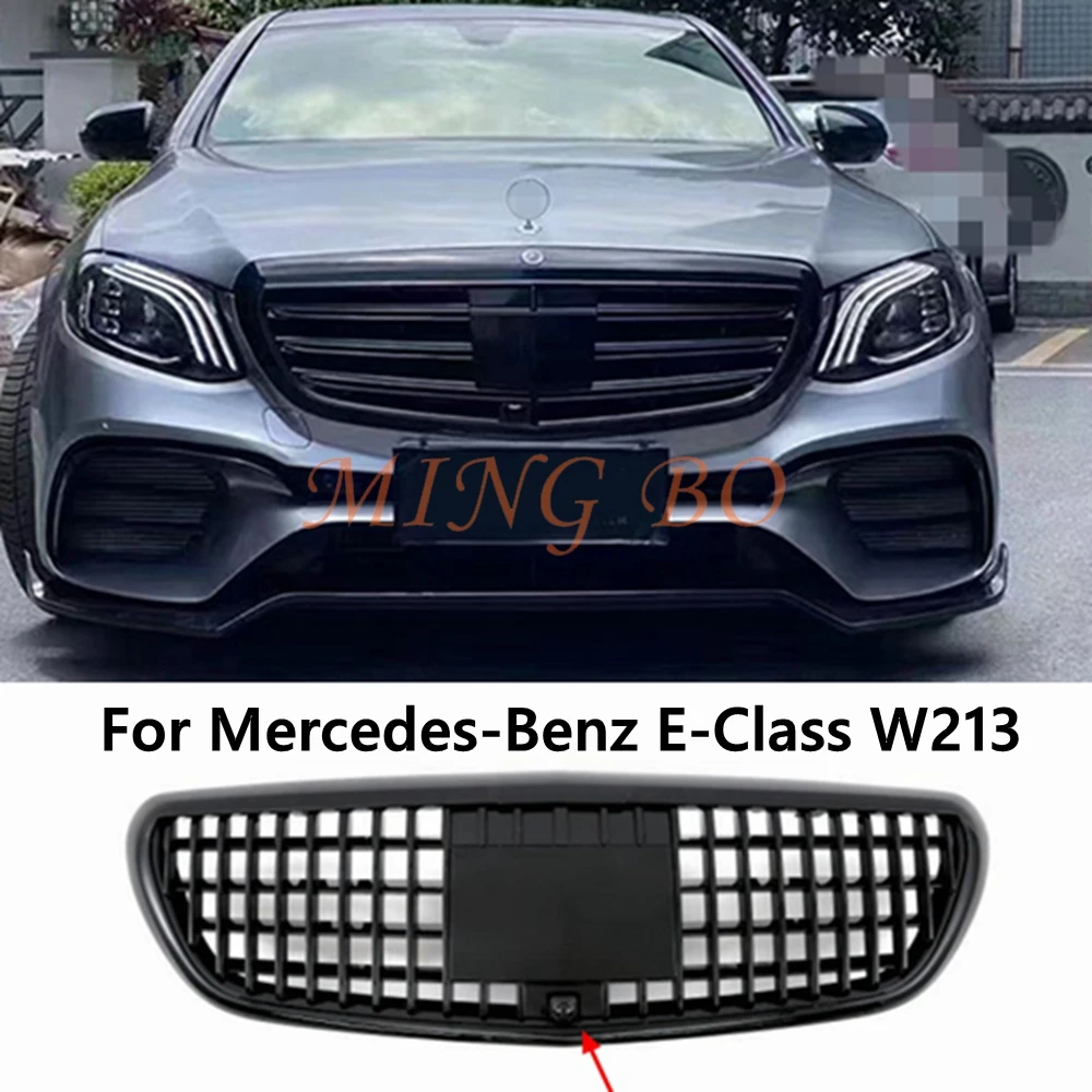 

For Mercedes Benz W213 E-Class 2017 2019 2020 Front Car Racing Grille Billet GT Style Bumper Grille Upper Cover Fits