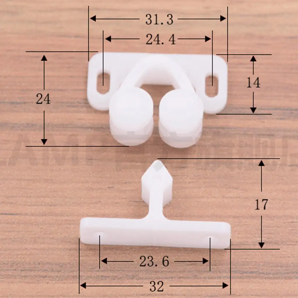 10 Double rolling beads latch for Cabinet Closet Doors White