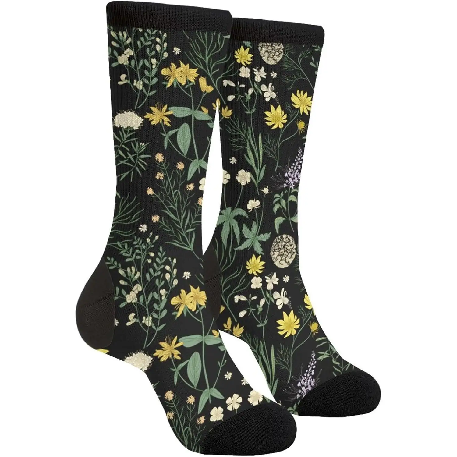 

Elegant Flower Funny Novelty Socks Unisex Crazy Crew Dress Socks Harajuku Retro Style Breathable Non-slip Sports Socks