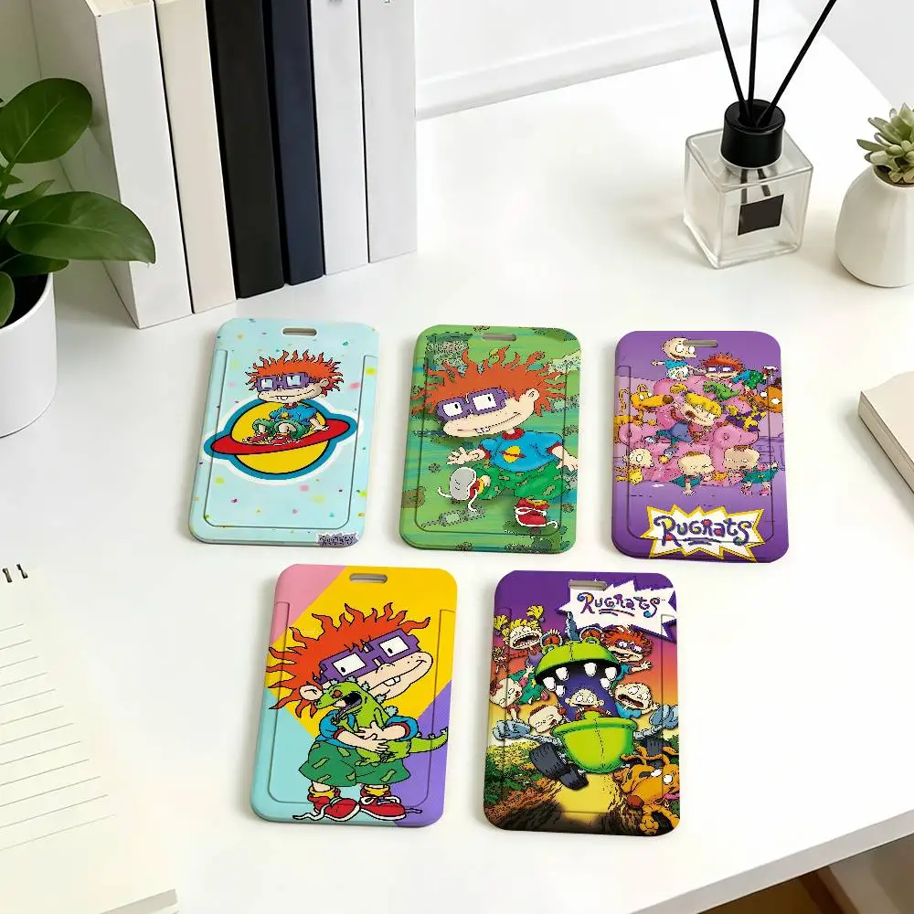 Cartoon R-RUGRATS Badge Card Holder Student ID Case Daily Use Subway Commute Work Cover Office School Bus Protector