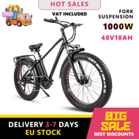 CMACEWHEEL KS26 Electric Bike 26 Inch Fat Tire Ebike 48V/18Ah Battery E-MountainBike for Women/Men, Range 60-80 km, 7 Speed