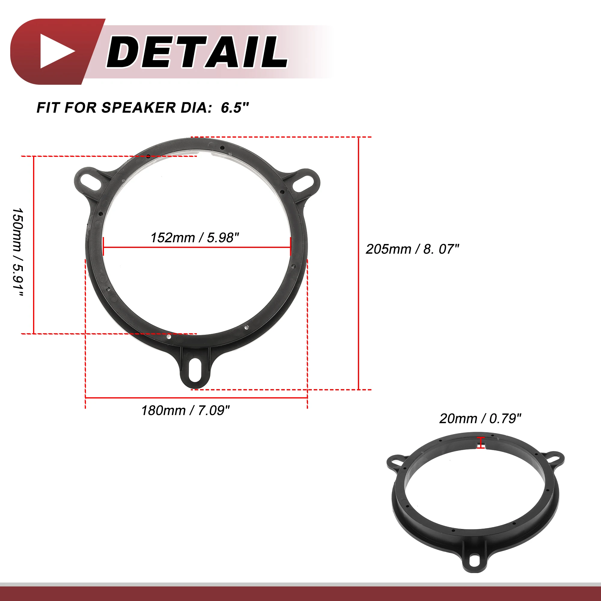 UXCELL 2 Pcs Audio Coaxial Speaker Speaker Spacer Ring Tweeter Speaker Spacer Adaptor for Nissan Murano 2003-2008 Front Rear Bla