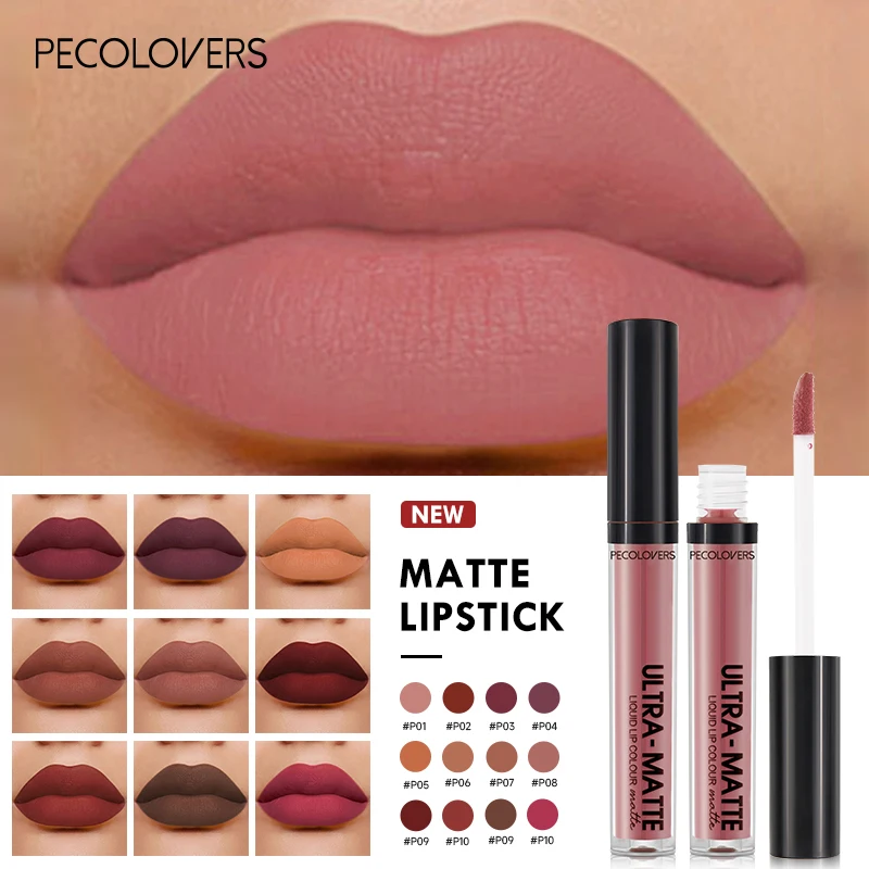 Lápiz labial líquido mate Nude para mujer, 12 colores, resistente al agua, brillo de labios de larga duración, Sexy, rojo, rosa, terciopelo, cosmético