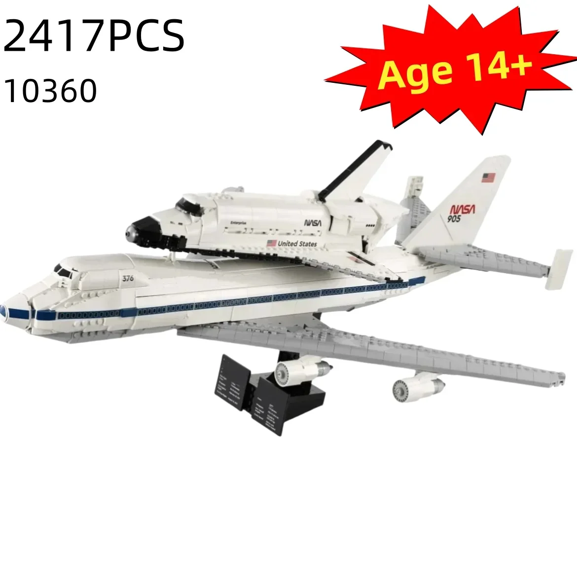 2417PCS Creative Shuttle Carrier Aircraft Model Compatible 10360 Building Kit Blocks Space Plane Bricks DIY Toy For Children