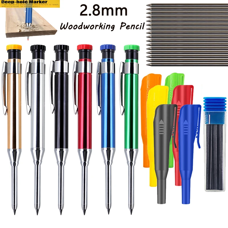

2.8mm New Metal Woodworking Pencil Set With Pencil Cap, Carpenter Marker Architect Drawing Pencils, for Woodworking Construction