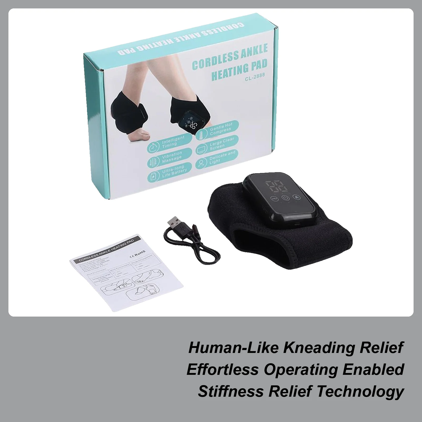 

cordless Ankle Massager With Heat Rechargeable Heated Foot Brace Wrap 2000mAh Battery Foot Protection Compress Warmer For Adults
