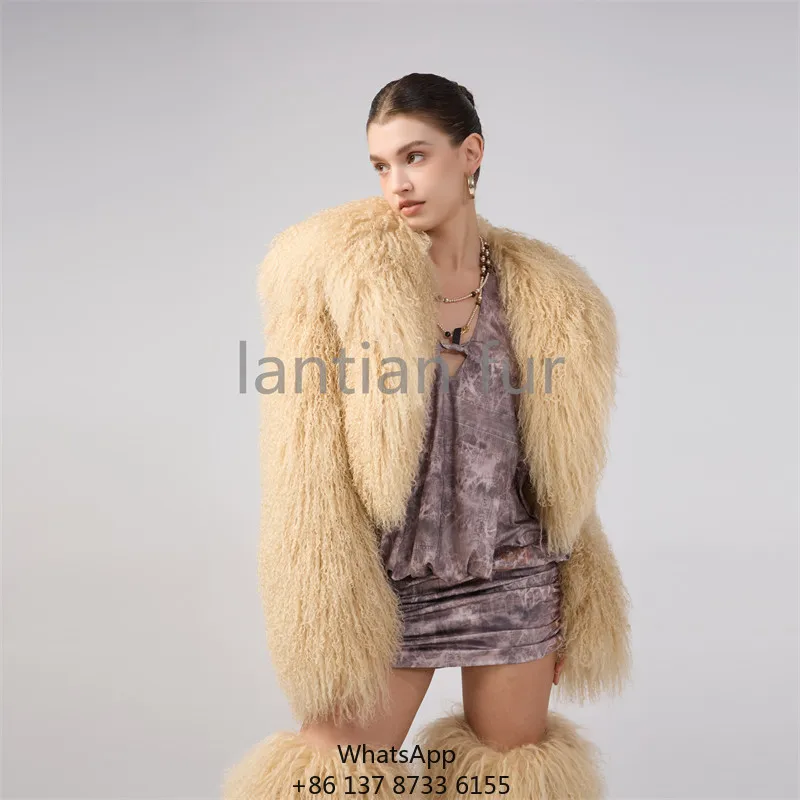 

Новая модная зимняя куртка оптом: короткое пальто из натурального меха монгольской овцы для женщин