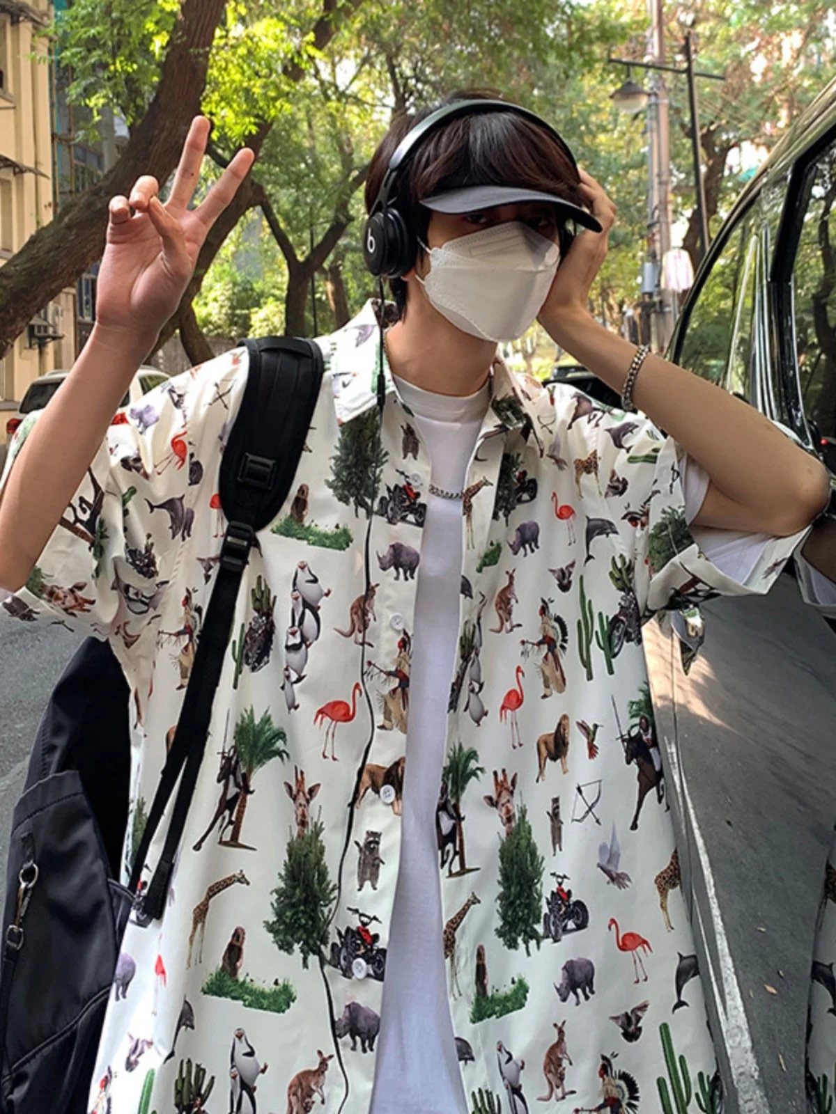 

Trendy Ice Silk ort Sve Men's irt Oversize American Workwear Seven f Sve irt for Busin Travel Hawaii