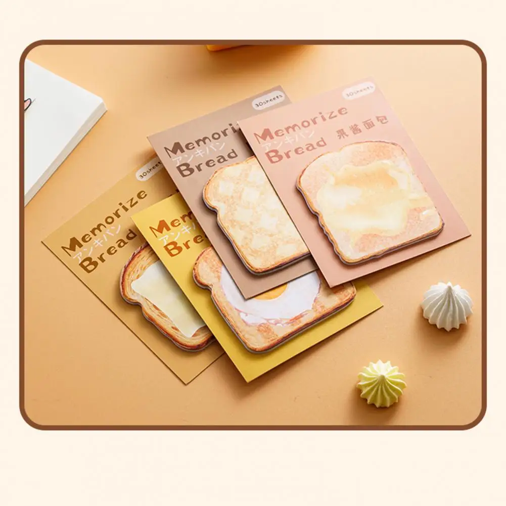 Bread-shaped Sticky Notes Durable Sticky Notes Premium Bread Shaped Sticky Notes 30 Sheets Loaf Design for Smooth for Reliable