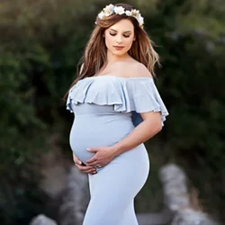 Vestidos de maternidad para sesión de fotos, Vestido largo de maternidad de talla grande, elegante, de algodón, para mujer