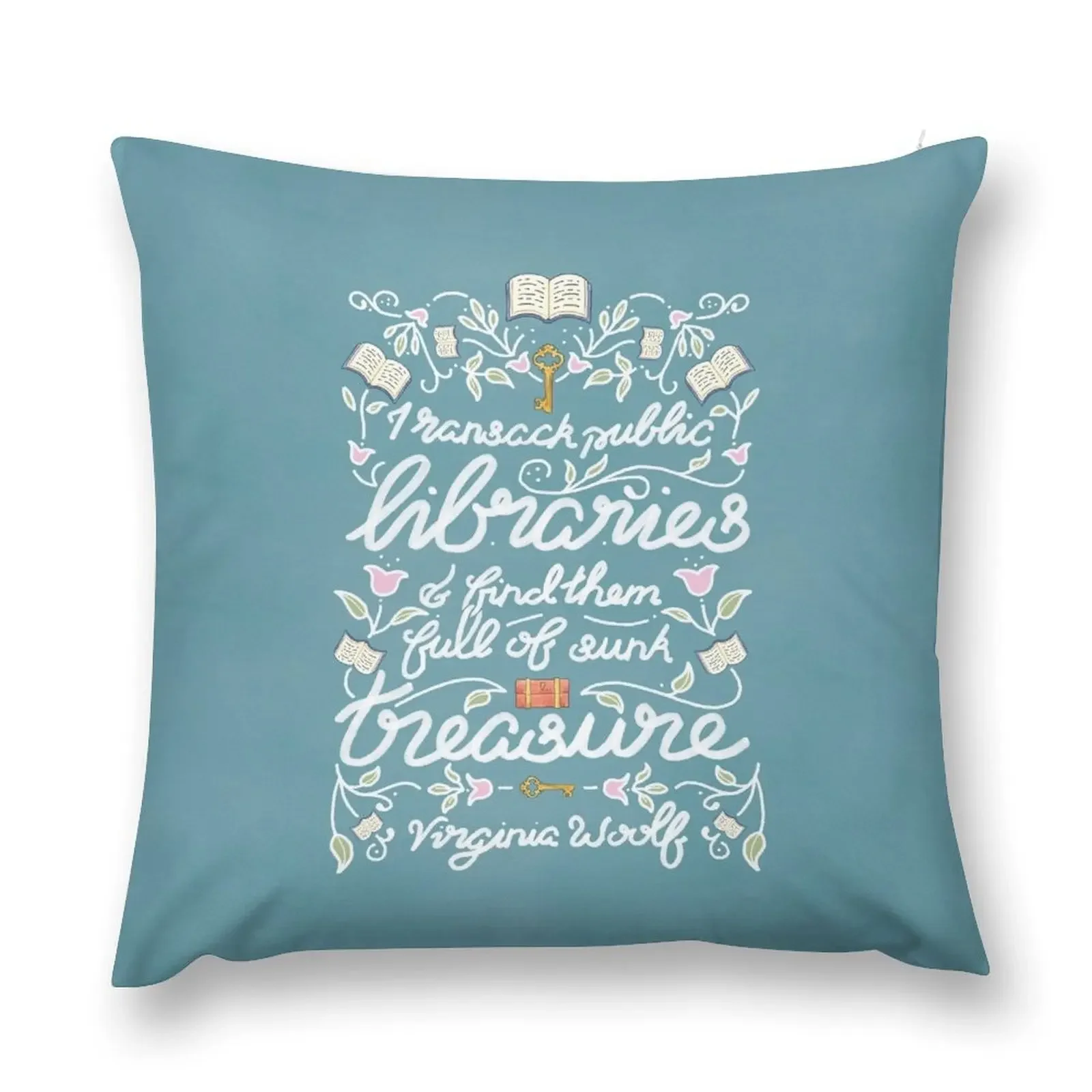 Virginia Woolf Library Literature Quote - Book Nerd Throw Pillow Decorative Cover For Living Room Covers For Sofas pillow