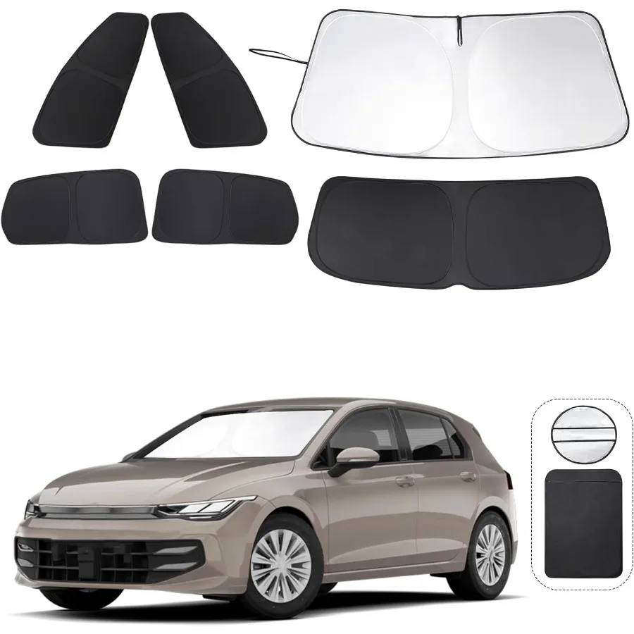

6PCS Windshield Sun Shade Custom Fit for 20092014 Volkswagen VW Golf Rabbit GTI R32 MK6 5K Accessories Foldable Sunshade Side R
