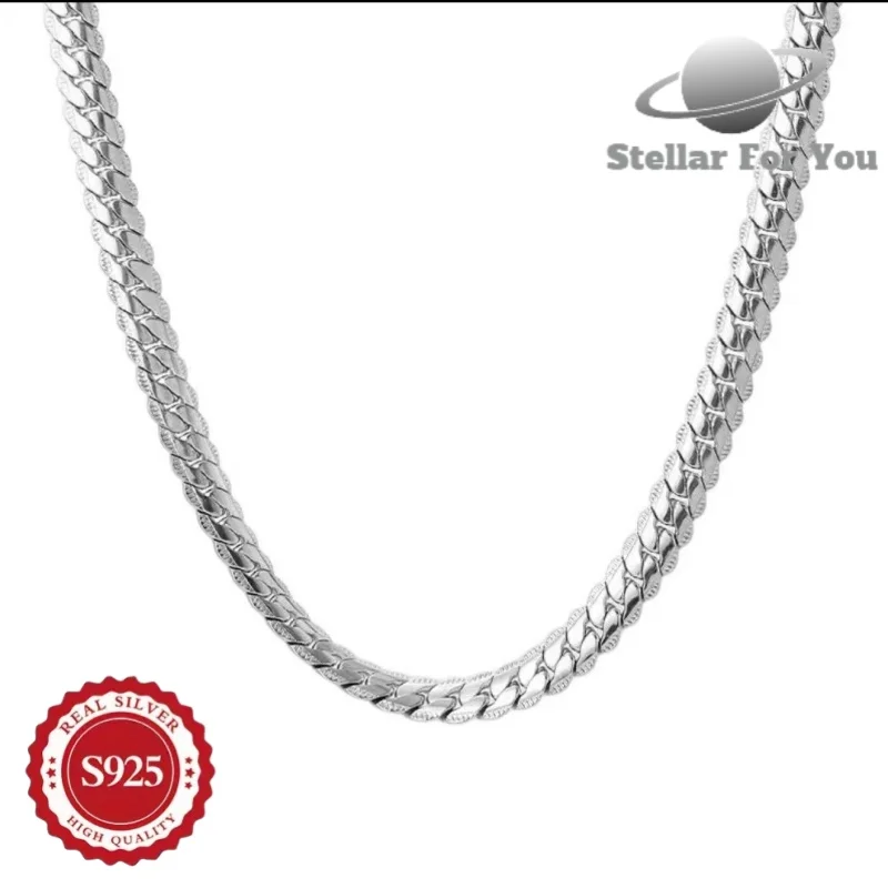 925 Sterling Silver Embossed Cuban Chain Necklace, Handcrafted, Perfect for Fashion, Vacation, Dating, and Daily Wear, the Best Gift for Valentine's Day and Birthday, Buy Three Get One Free