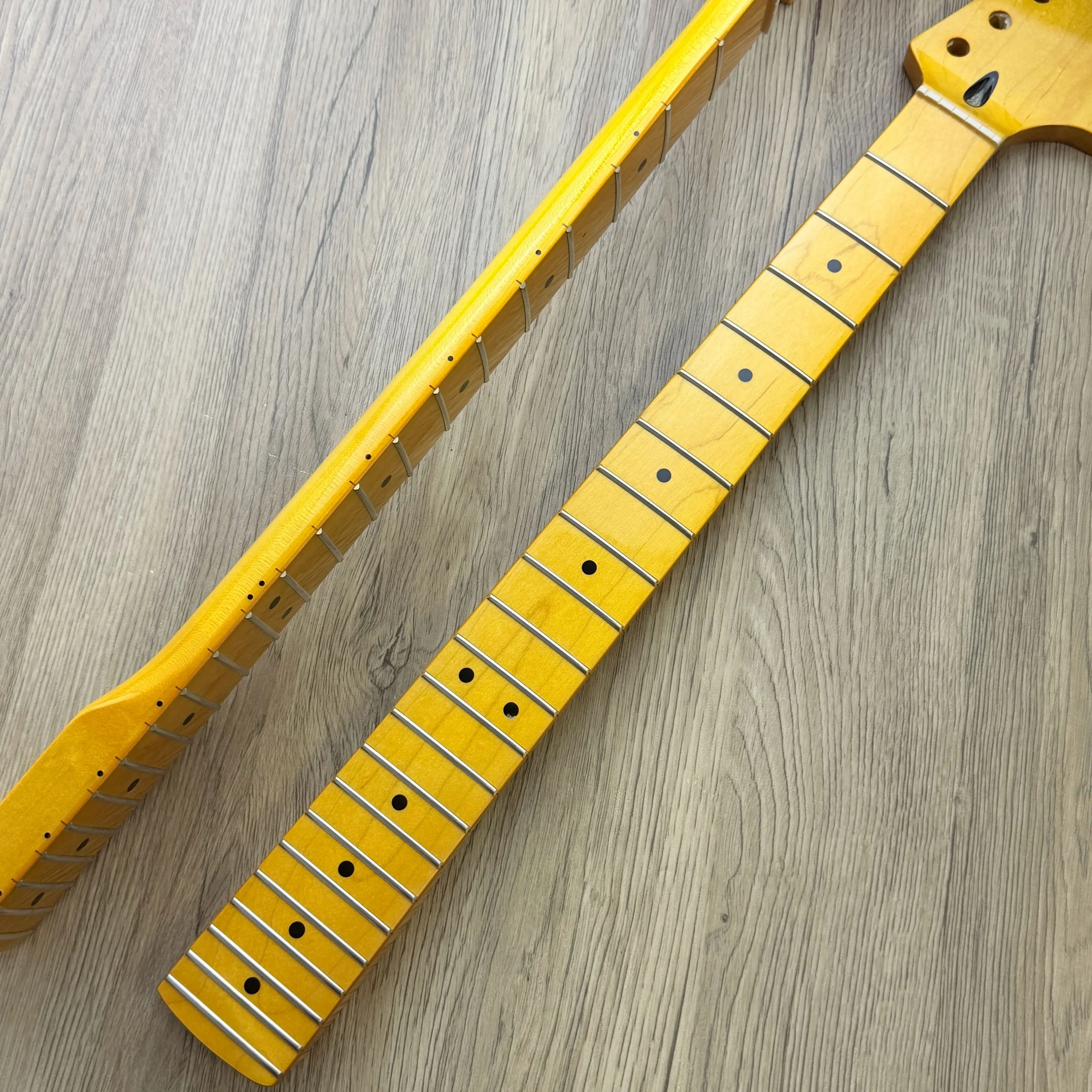 electric-guitar-replacement-neck-big-headstock-st-22-fret-255''-scale-light-yellow-gloss-finish-for-guitarists