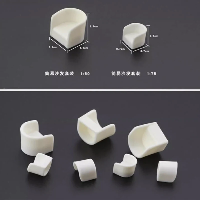 5pcs 1:50 1:75 Miniature Sofa Chairs Model ABS Plastic Toys Indoor Kits for Diy Model Making/Sandtable Building Layout/Diorama