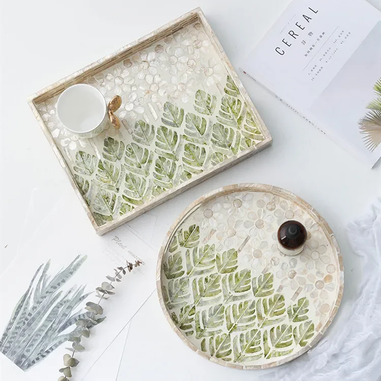 

Manual Color Shell Fruit Plate Decoration Jewelry Storage Tray Square Round Wobble Plate Place Rectangular Plate Tissue Box