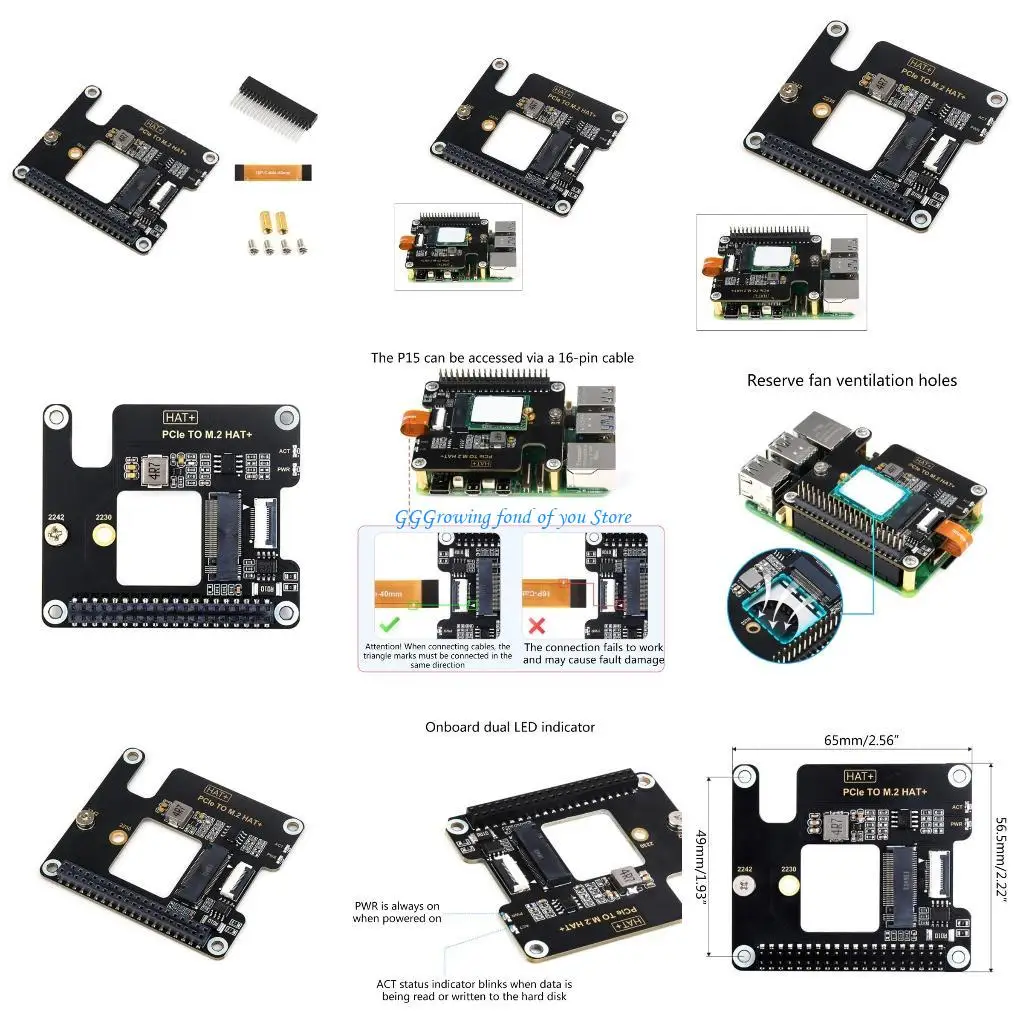 

H9EB M.2 NVMe HAT M.2 2242 PCIe to NVMe Top Adapters Expansion Board for 5