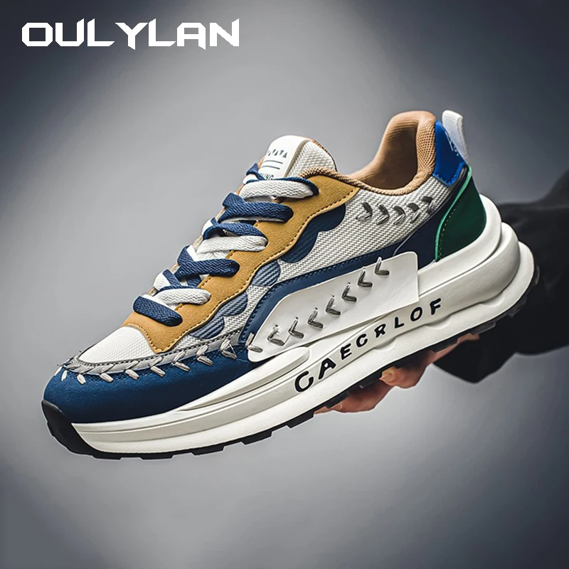 

OULYLAN Men's Trendy Street Style Board Shoes Comfy Non Slip Lace Up Casual Soft Sole Sneakers For Men's Outdoor Activities