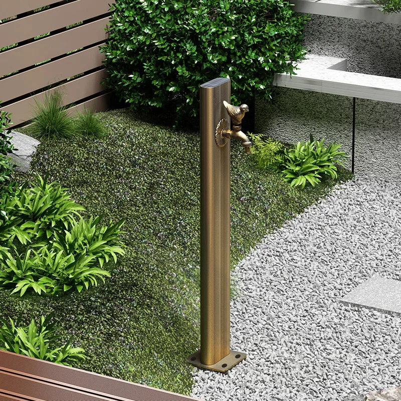 Qinggu Copper Outdoor Antique Stainless Steel Faucet Anti freezing Crack Outdoor Villa Garden Courtyard Multifunctional