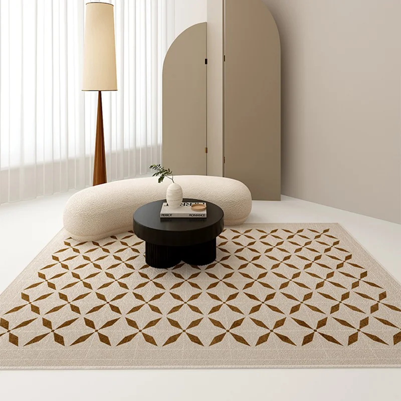 

Retro Checkerboard Plaid Carpet for Living Room Large Area Rugs for Bedroom Bedside Floor Mats Short Plush Soft TPR Non-slip Mat