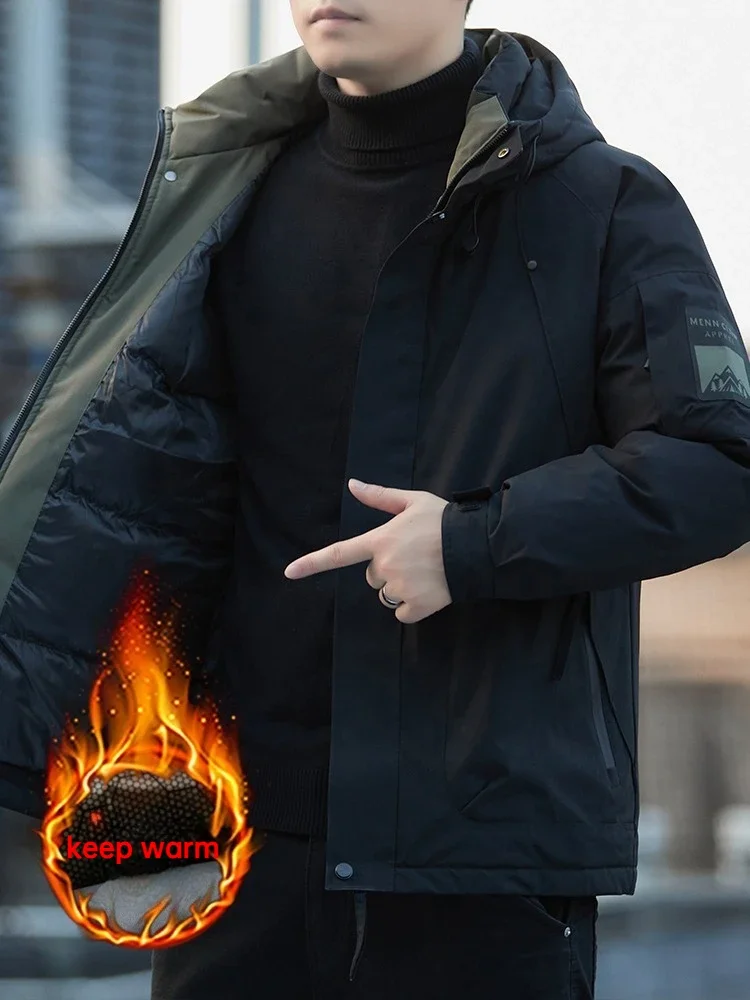 

Мужская осенне-зимняя повседневная спортивная куртка 2025, толстовка с капюшоном, молодежная верхняя одежда в корейском стиле, куртки большого размера для мужчин M-8XL