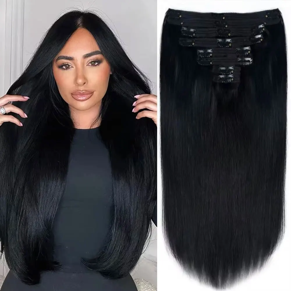 

100G 8Pcs/Sets Clip In Hair Extensions Human Hair 16 to 28 Inch Brazilian Remy Straight Hair Natural Black 613 99j 4/27 Color