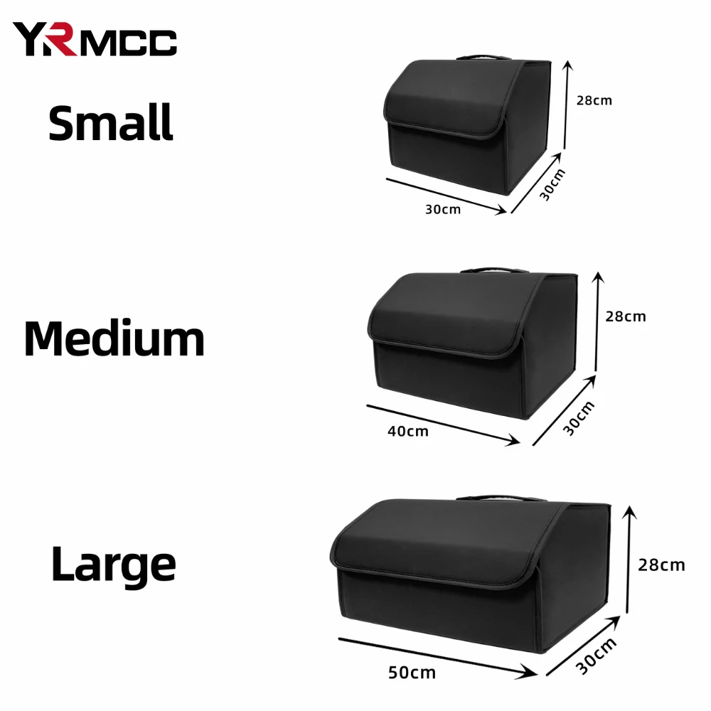 Car Folding Storage Box Fixed Sticker PU Leather Large Capacity Auto Trunk Organizer Cars Stowing Tidying with Non-slip Stickers