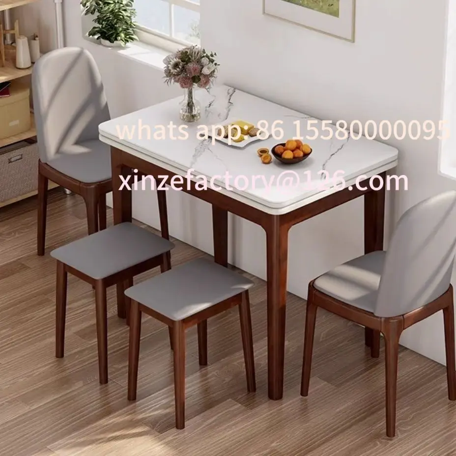 

Customizable rock slab folding dining table household small apartment