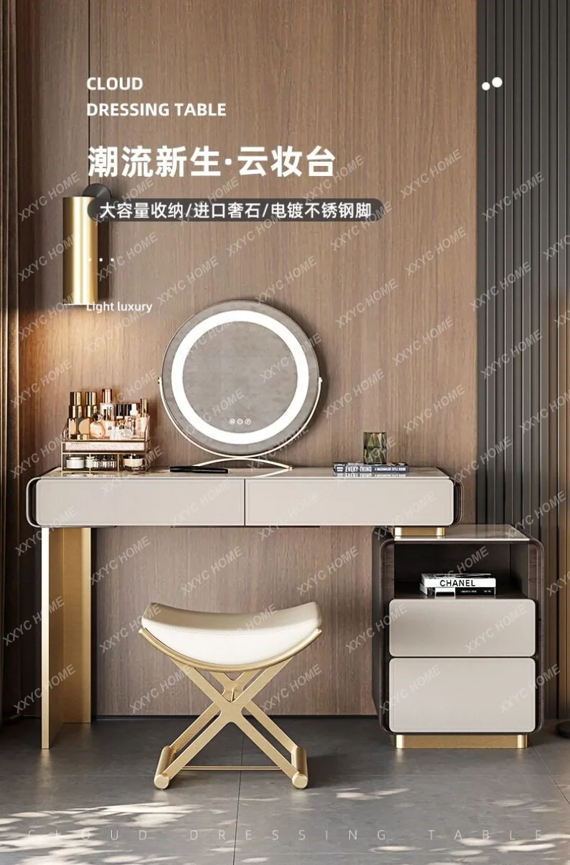 1 light luxury saddle leather modern simple rock slab master bedroom storage integrated cabinet dressing table