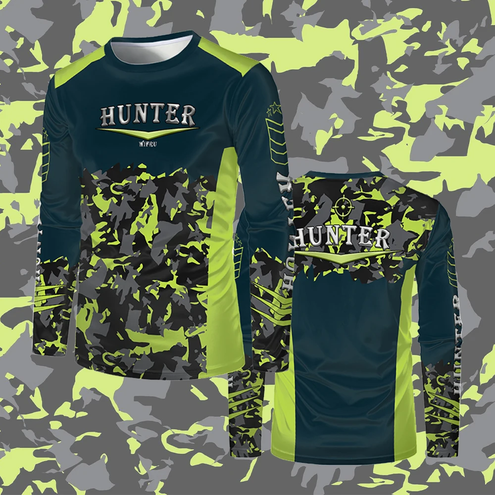 

Men's Outdoor Hunting Camouflage T-Shirt Sports Casual Breathable Clothes Street Fashion Classic Round Neck Long Sleeve Tops