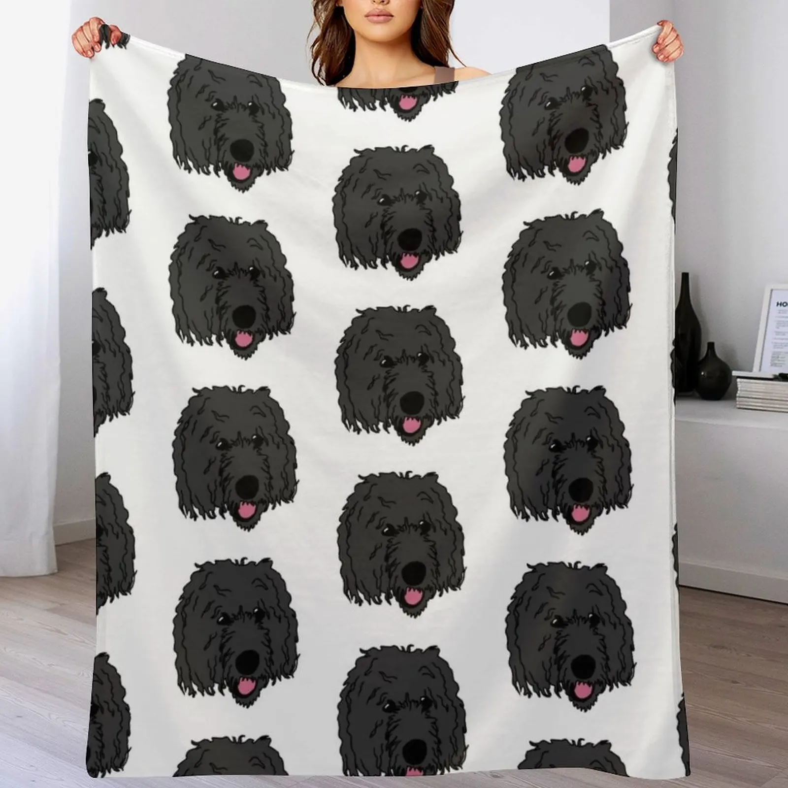 

Black BerneDoodle Labra doodle Dog Perro Throw Blanket Polar cosplay anime Hairys Giant Sofa Blankets