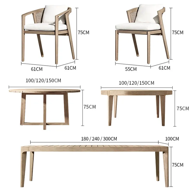 Manufacturer's Luxury Modern Teak Wood Outdoor Table and Chair Set Modular for Hotels for Living Room Use