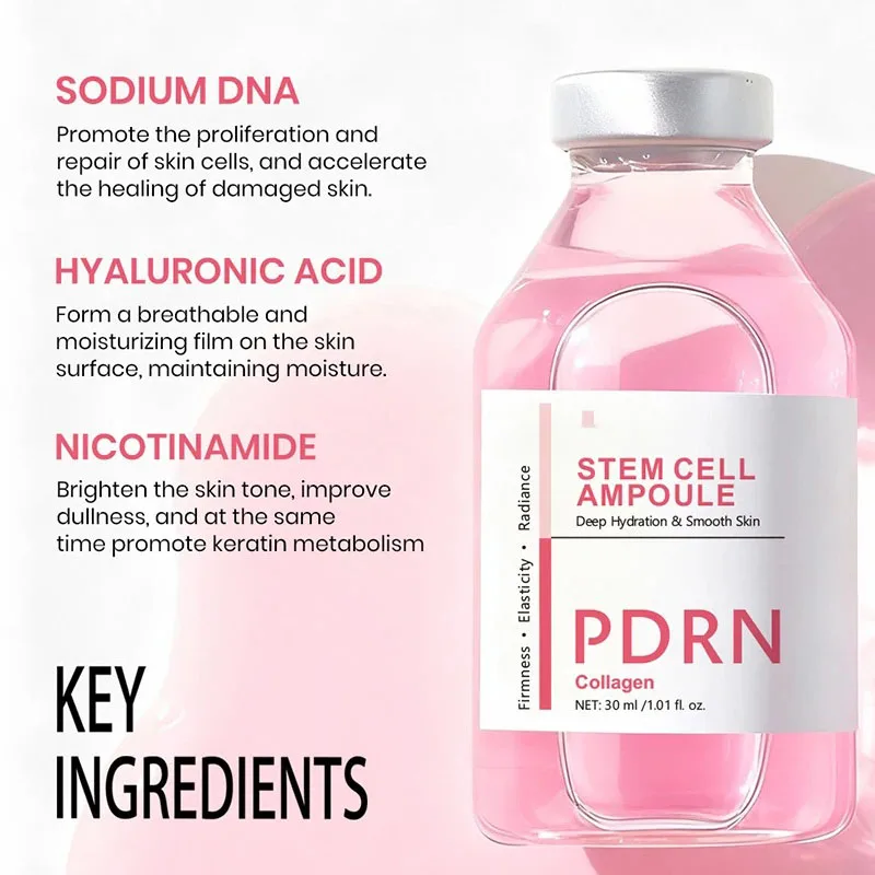 Stem Cell Serum PDRN Ampoule Collagen Moisturizing Anti-Aging Essence Reduce Fine Lines Wrinkle Tighten Brighten Face Skin 1pcs