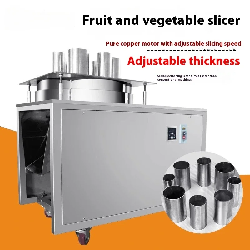 Commercial Automatic Slicer Herb Medicine Cutter Cassava Lotus Root Radish Sweet Potato Round Slices Pineapple Food Slicer.