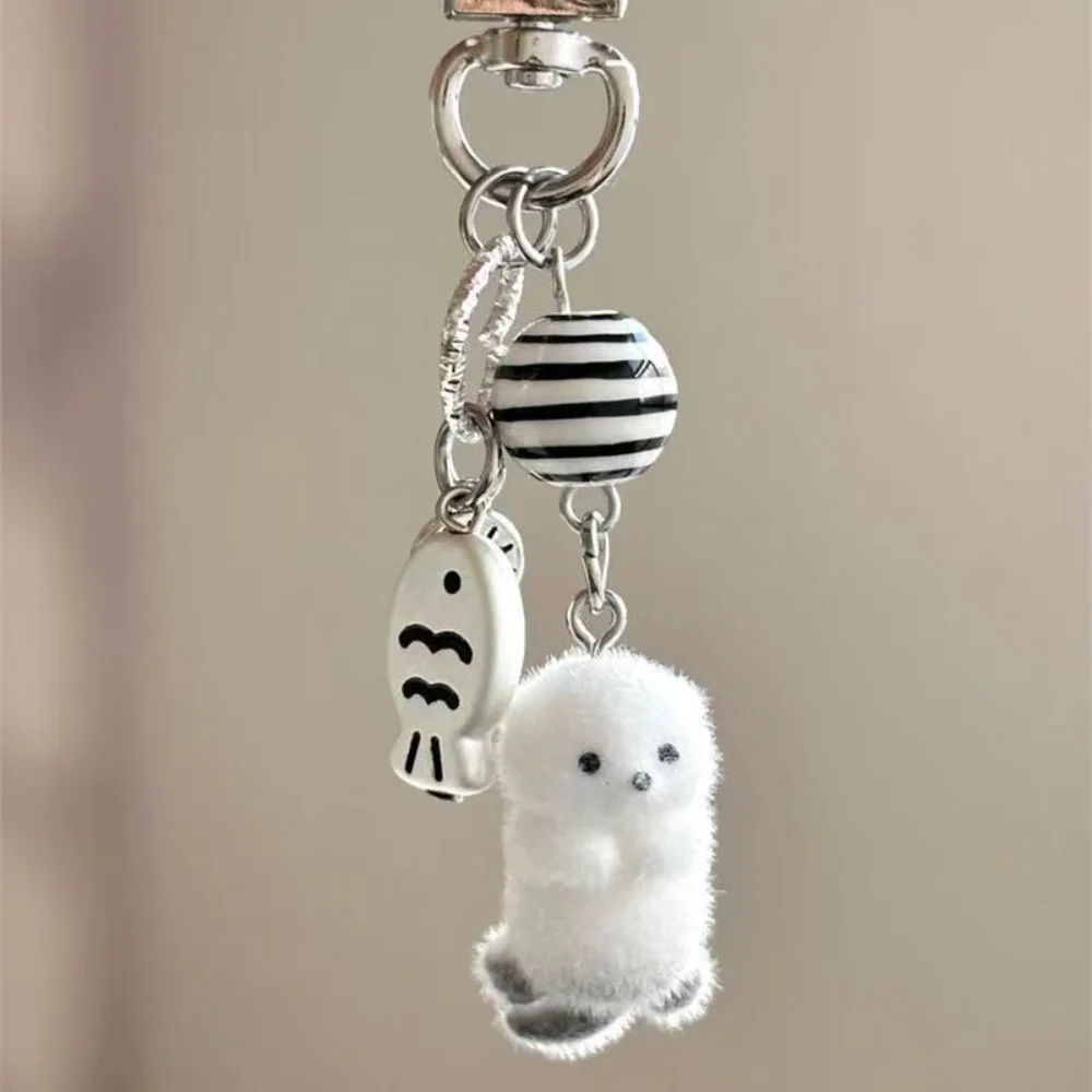 Beflockung Cartoon Schlüsselanhänger Niedliches Siegel Pinguin Eisbär Anhänger Tasche Dekoration Schlüsselanhänger Autoschlüsselhalter Schlüsselanhänger Geschenk Modisch