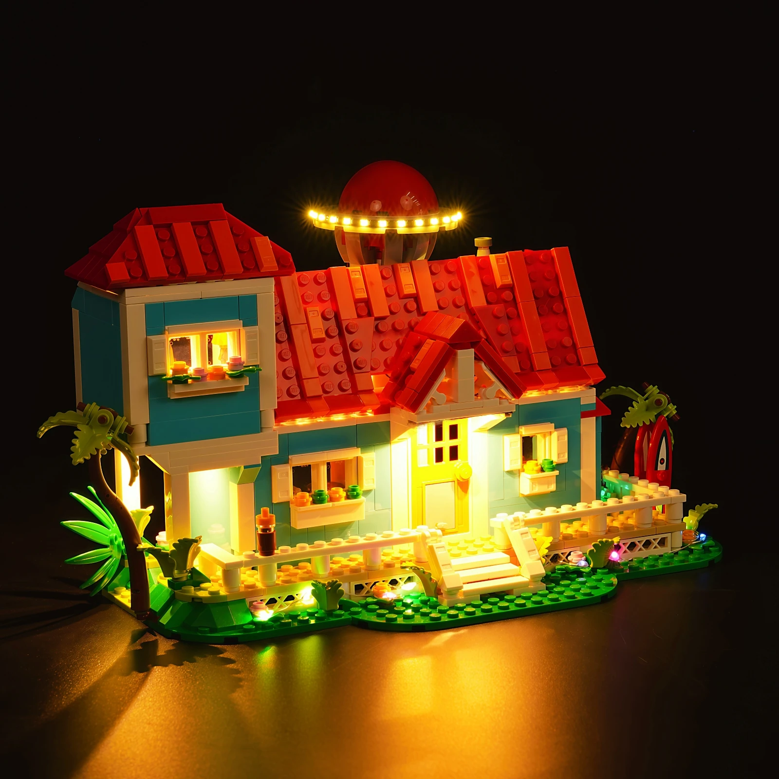 레고 43268 릴로와 스티치 비치 하우스 용 MAXCXT LED 라이트 세트 DIY 장식 램프에는 빌딩 블록이 포함되어 있지 않습니다.