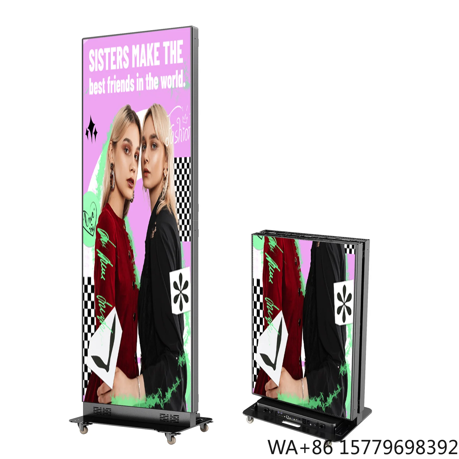 P1.86 Foldable Portable LED Advertising Poster Screen Panel GOB Waterproof Design Support Multi-screen Seamless Combination