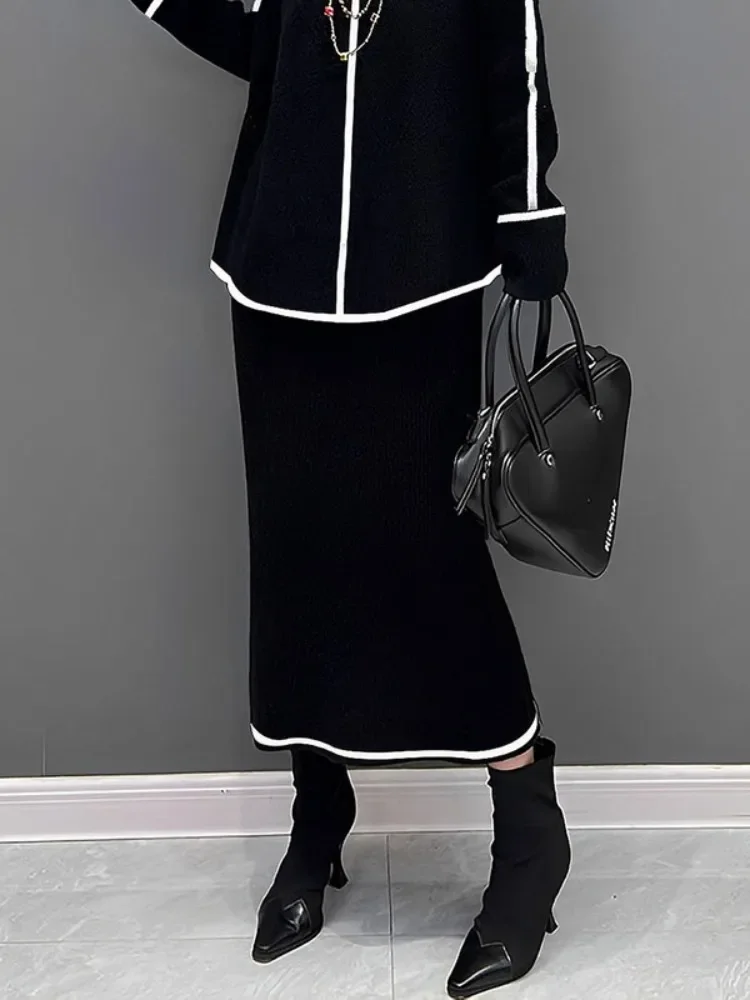 

Bonboho Women's Black Simple Elegant Skirt 2025 Spring & Summer Fashion High Waist H-line Skirts Contrast Color Commuter Bottom