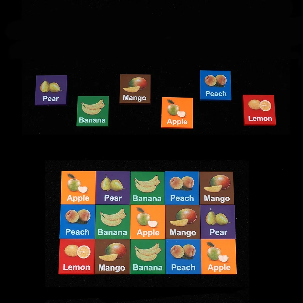 MOC 10 قطعة التراص 3068 الأبجدية تعليم الطوب الفواكه المطبوعة نمط ألعاب مكعبات البناء الكبار بنين أطفال هدايا عيد