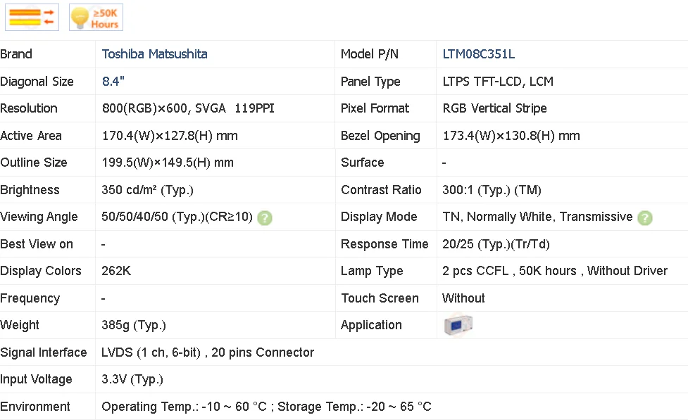 Panneau LCD 8.4 pouces LTM08C351L, neuf et A +, en stock, testé avant expédition