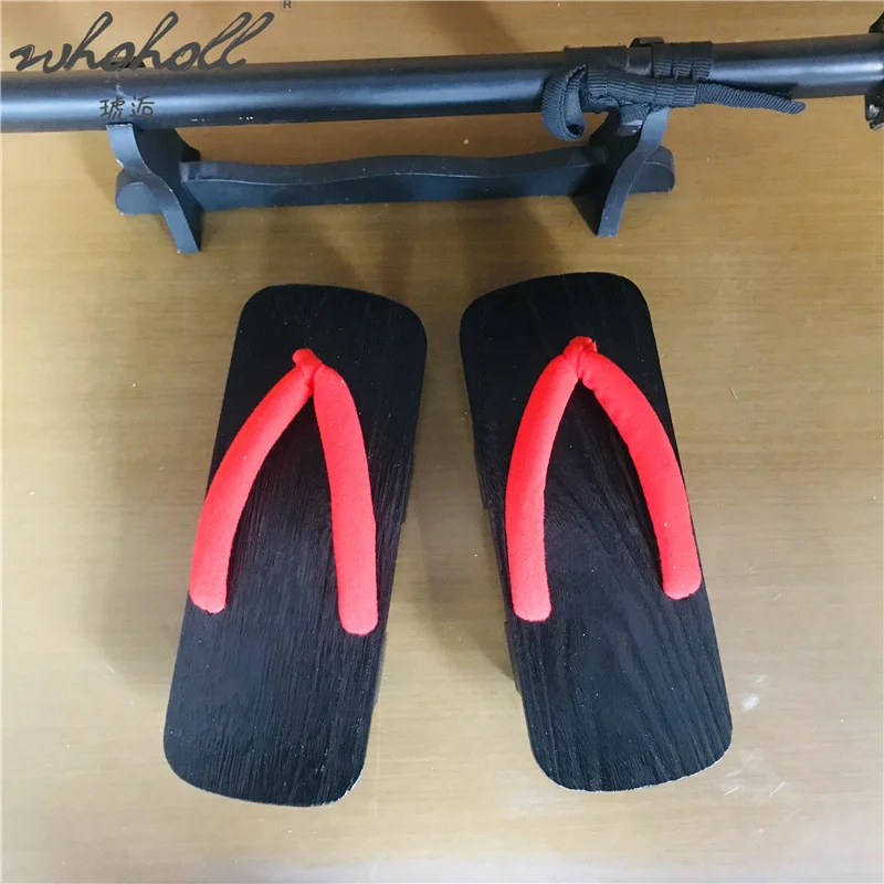 Whoholl geta verão chinelos interior homem mulher unisex flip flops japonês tamancos de madeira inuyasha kikyo cospaly trajes sapatos