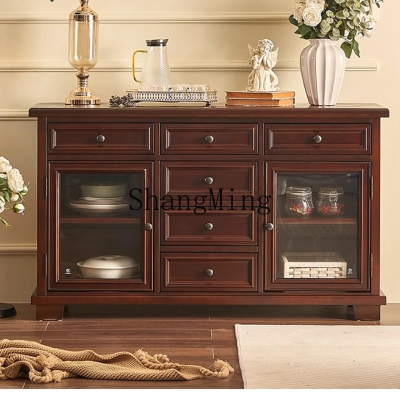 SM solid wood dining side cabinet household simple modern storage solid wood wine cabinet cherry wood furniture