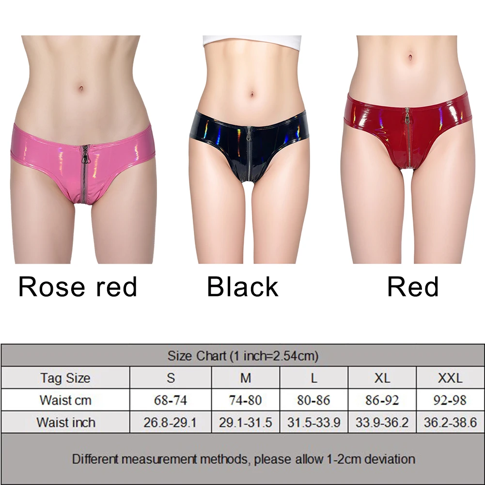 عالي اللمعان الملابس الداخلية براءات الاختراع والجلود السراويل أسود أسود أحمر روز الأحمر مجموعة الملابس الداخلية جميع الفصول ارتداء نمط مثير غير رسمي #5