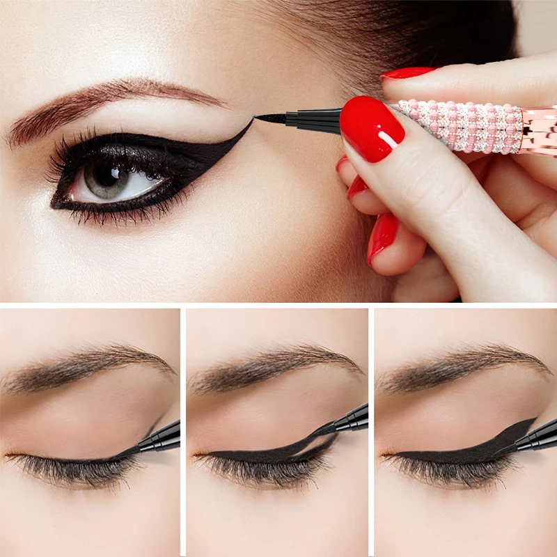 Black Cosmetics Eyeliner Pen, Not Easy Smudge, Eyeliner impermeável, Maquiagem dos olhos, Fast Quick Dry, Queen Luxury Eyeliner