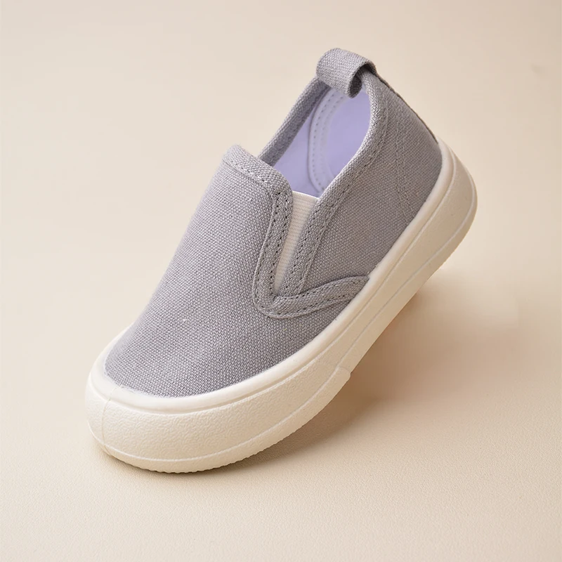 Good Quality Kids Outdoor Flat Comfortable  Slip-on Canvas Sneakers Toddlers  Breathable Anti Slip Soft Walking Shoes EK9S61