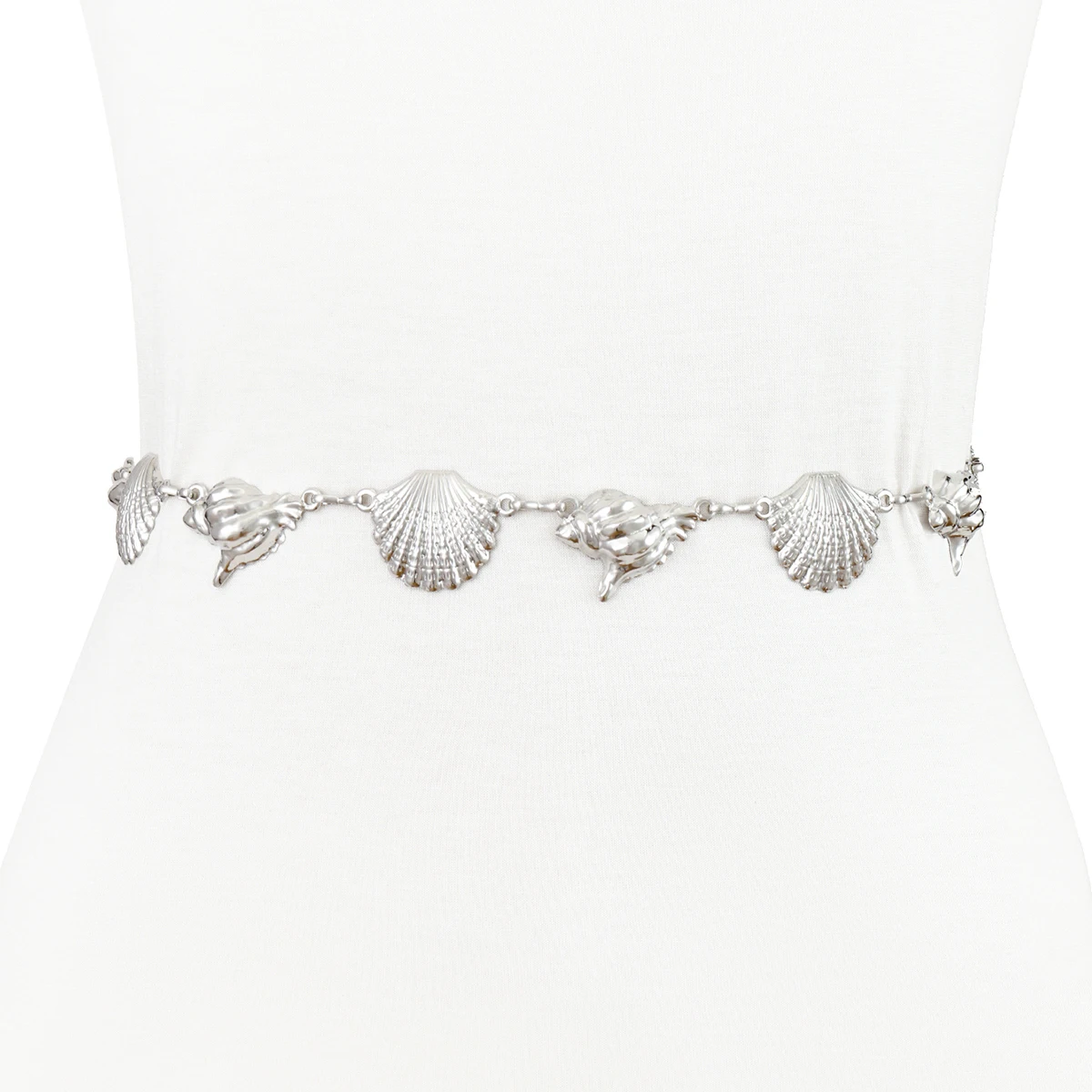 حزام بوهيمي على شكل صدفة فضية على شكل صدفة عصرية للسيدات مناسب لحفلات الزفاف الخارجية هدية للأصدقاء والأشقاء