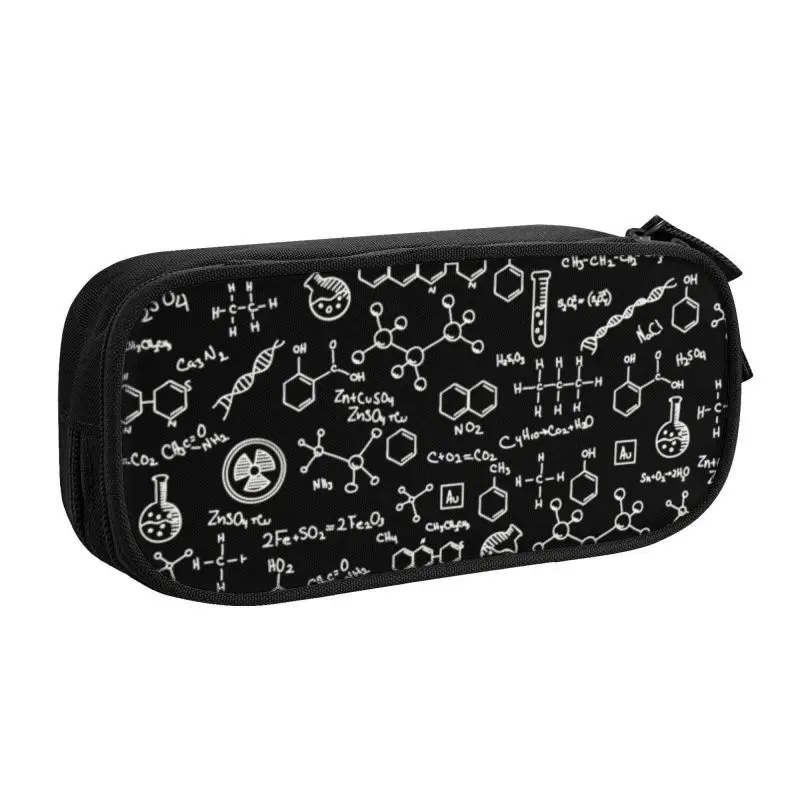 Science Chemistry Pattern Pencil Case for Girl Boy Large Capacity Chemical Lab Tech Pen Box Bag Stationery