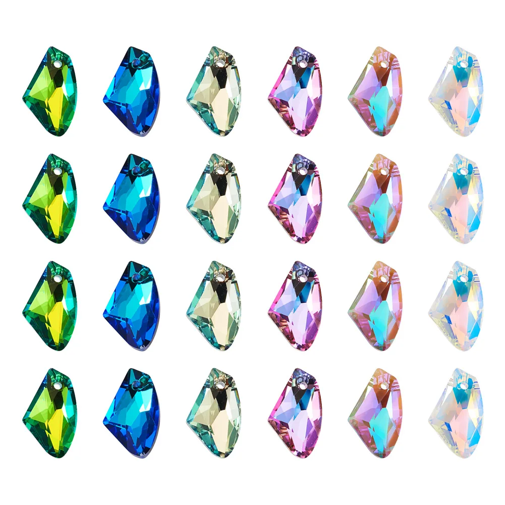 36Pcs Faceted Polygon Pendant Electroplated Glass Pendants Charms for Jewelry Making DIY Earrings Necklace Accessories